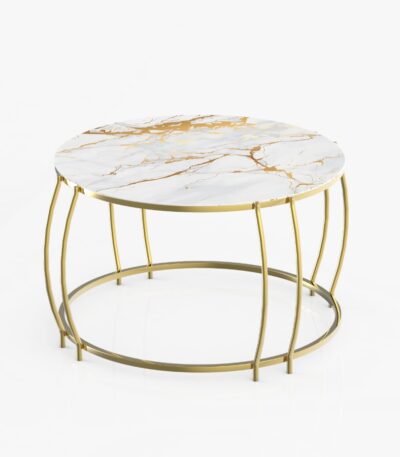 Foto Măsuță Cafea HANEDAN, Design Modern, Cadru Metalic, 75x75x45 cm, Mobilier Living, Mobila Mega
