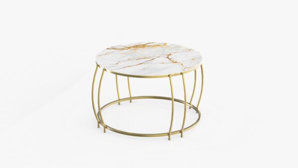Măsuță Cafea HANEDAN, Design Modern, Cadru Metalic, 75x75x45 cm, Mobilier Living, Mobila Mega