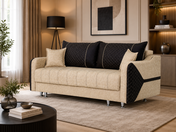Canapea Extensibilă IRIS, 3 Locuri, Ladă Depozitare, Funcție Pat 140x190 cm, 222x80x75 cm, Design Modern, Confort Premium, Mobila Mega