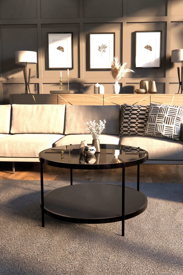Măsuță Cafea BELLA, Design Modern, Cadru Metalic, 75x75x45 cm, Mobilier Living, Mobila Mega