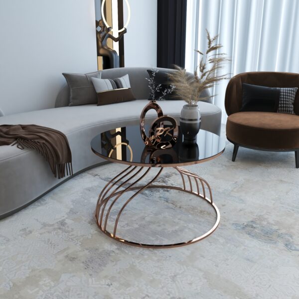 Măsuță Cafea Kugu Rose, Design Modern, Cadru Metalic, 75x75x50 cm, Mobilier Living, Mobila Mega