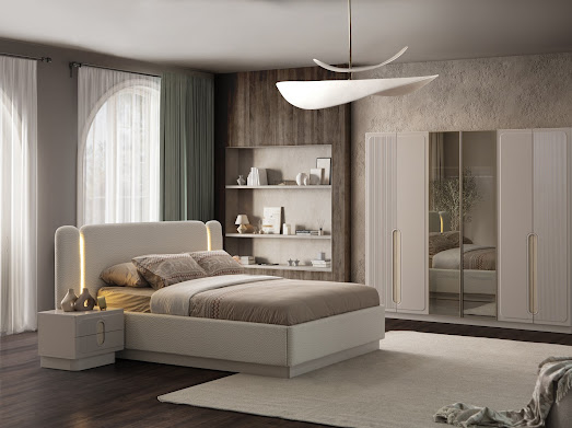 Dormitor AURA TZ, Set Dormitor Modern cu Dulap, Pat și Comodă, Design Elegant, Mobilier Dormitor Complet, Mobila Mega