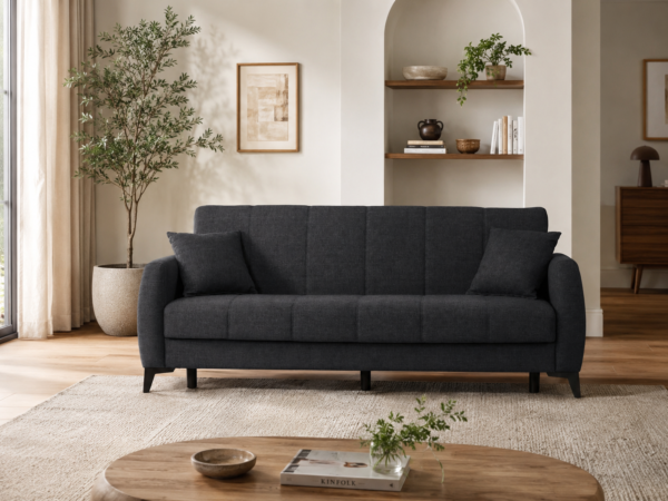 Canapea extensibilă Paris, 208X79X85, cu funcție pat 100x180 cm, sistem click-clack, arcuri Bonell, stofă rezistentă și spațiu de depozitare. Mobila Mega