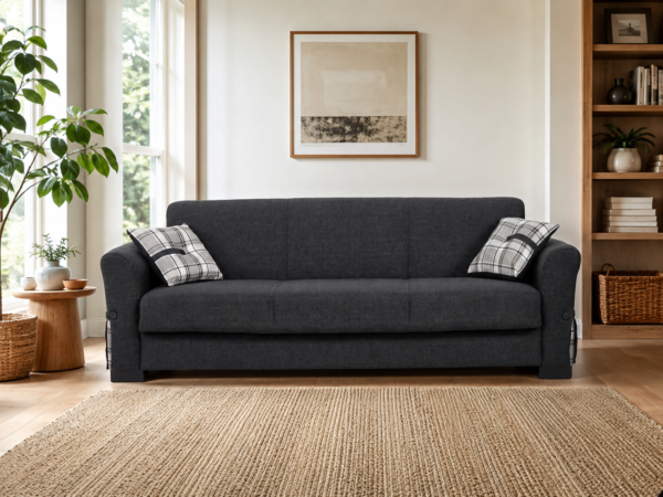 Canapea extensibilă Serena, 216x85x80, arcuri Bonell, sistem click-clack, funcție pat 107x180 cm și spațiu de depozitare practic. Mobila Mega