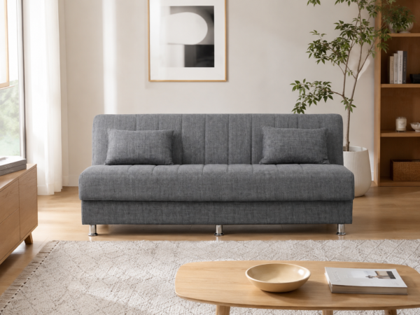 Canapea extensibilă Atena, 190x88x82, cu sistem click-clack, funcție pat 102x190 cm, arcuri Bonell și spațiu de depozitare. Mobila Mega