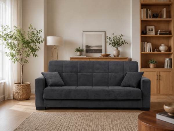 Canapea extensibila Maxima, 223x84,5x97, cu arcuri Bonell, sistem click-clack, funcție pat 120x190 cm și spațiu de depozitare practic. Mobila Mega